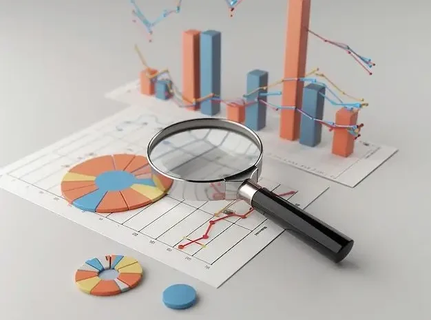 3d rendered photos of light plain background use magnifying glass to view data graph premium ai generated image
